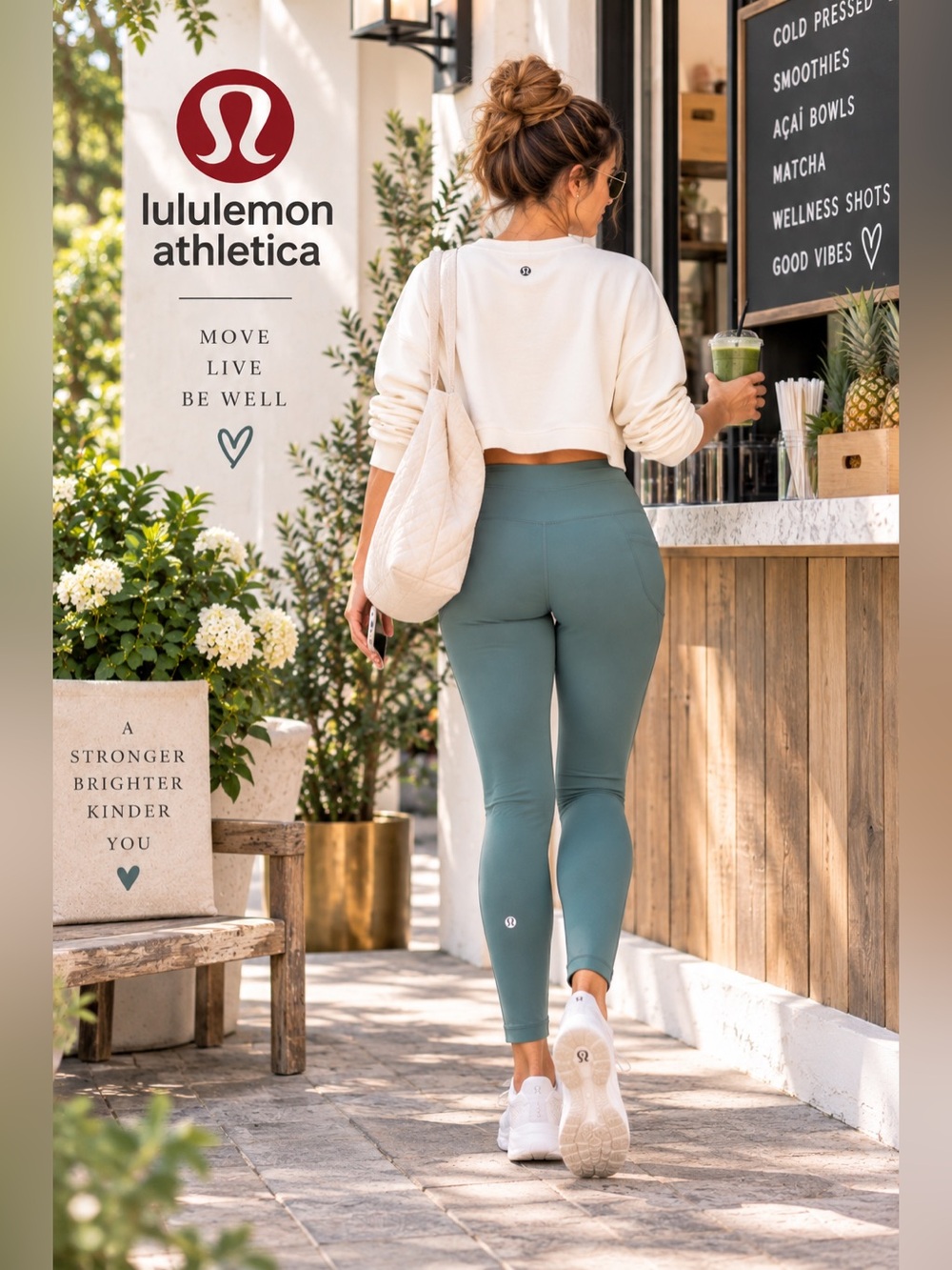 Lululemon High Rise Full Length Leggings Side Pockets Logo Size 10